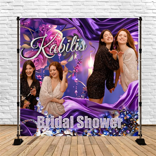 Toile de fond Bridal Shower Idées Personnalisable Glamour Violet Florale BRP5-155