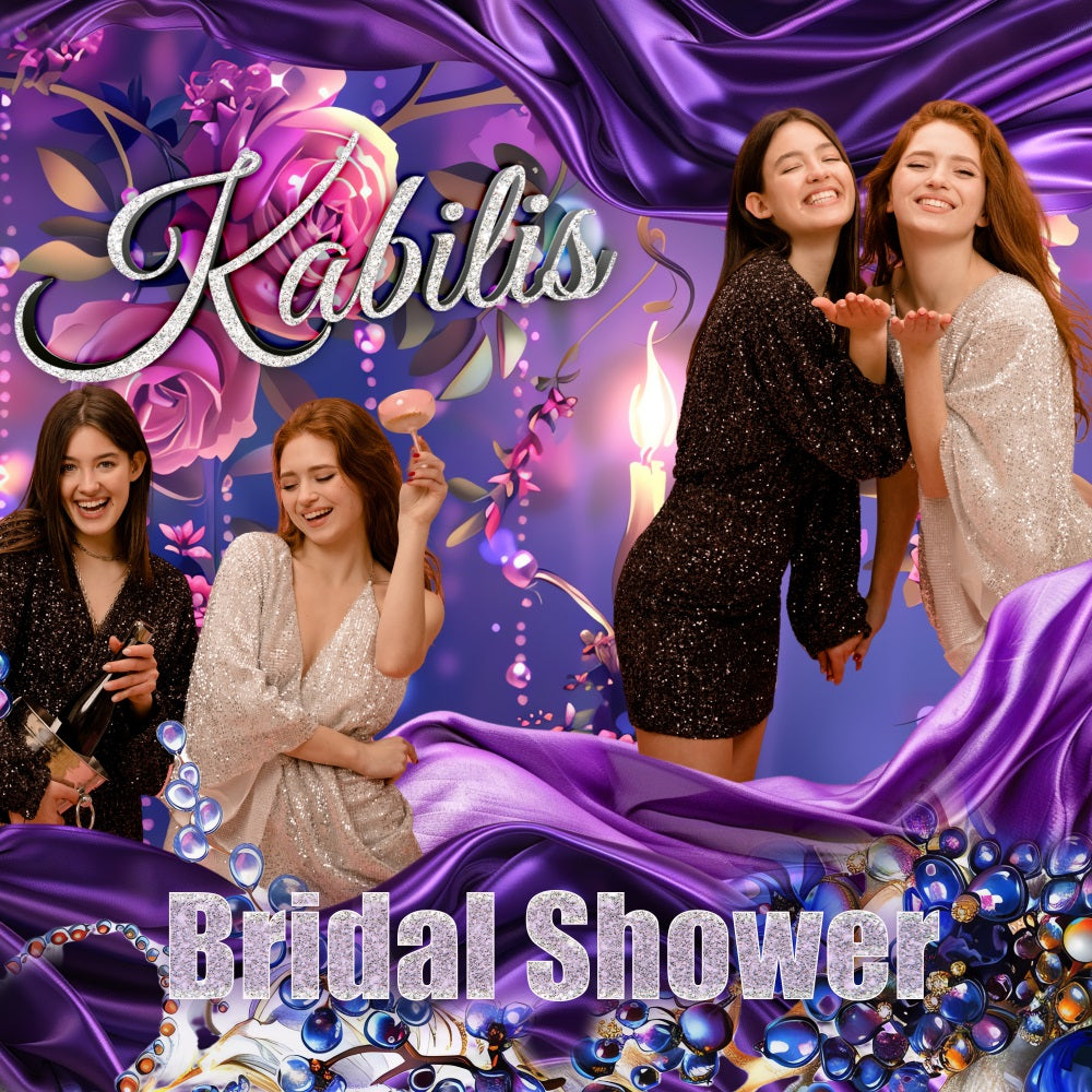 Toile de fond Bridal Shower Idées Personnalisable Glamour Violet Florale BRP5-155