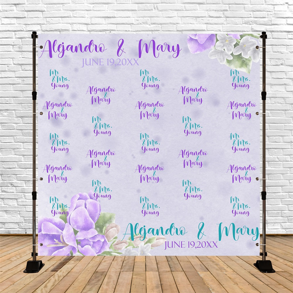 Toile de fond Mariage Personnalisée Jardin Lilas Clair Répété BRP5-160