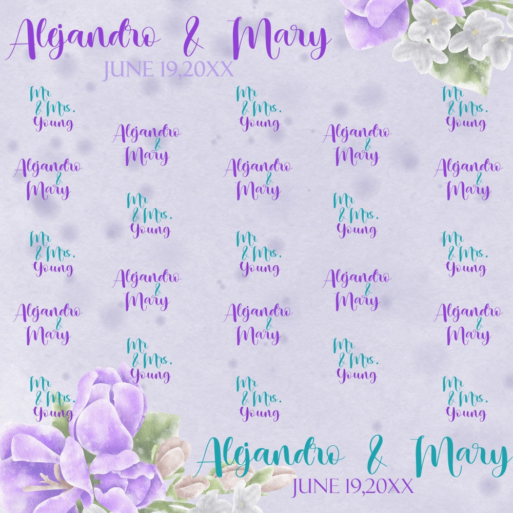 Toile de fond Mariage Personnalisée Jardin Lilas Clair Répété BRP5-160