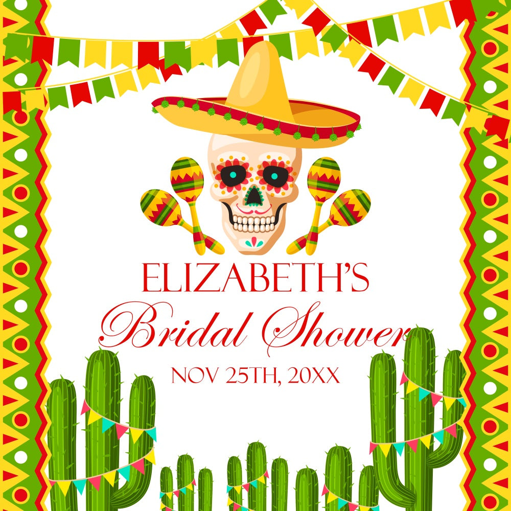 Toile de fond Bridal Shower Personnalisable Fiesta Lumineuse Cactus BRP5-161