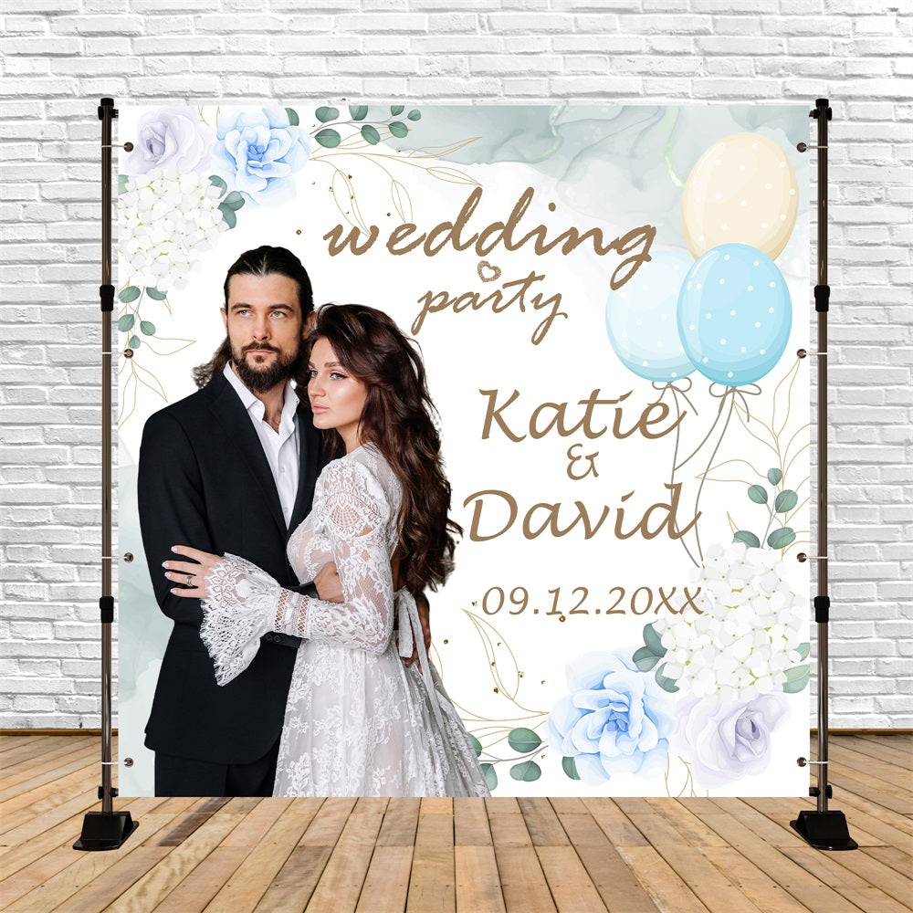 Toile de fond Mariage Personnalisée Ballons Pastel Florale BRP5-163