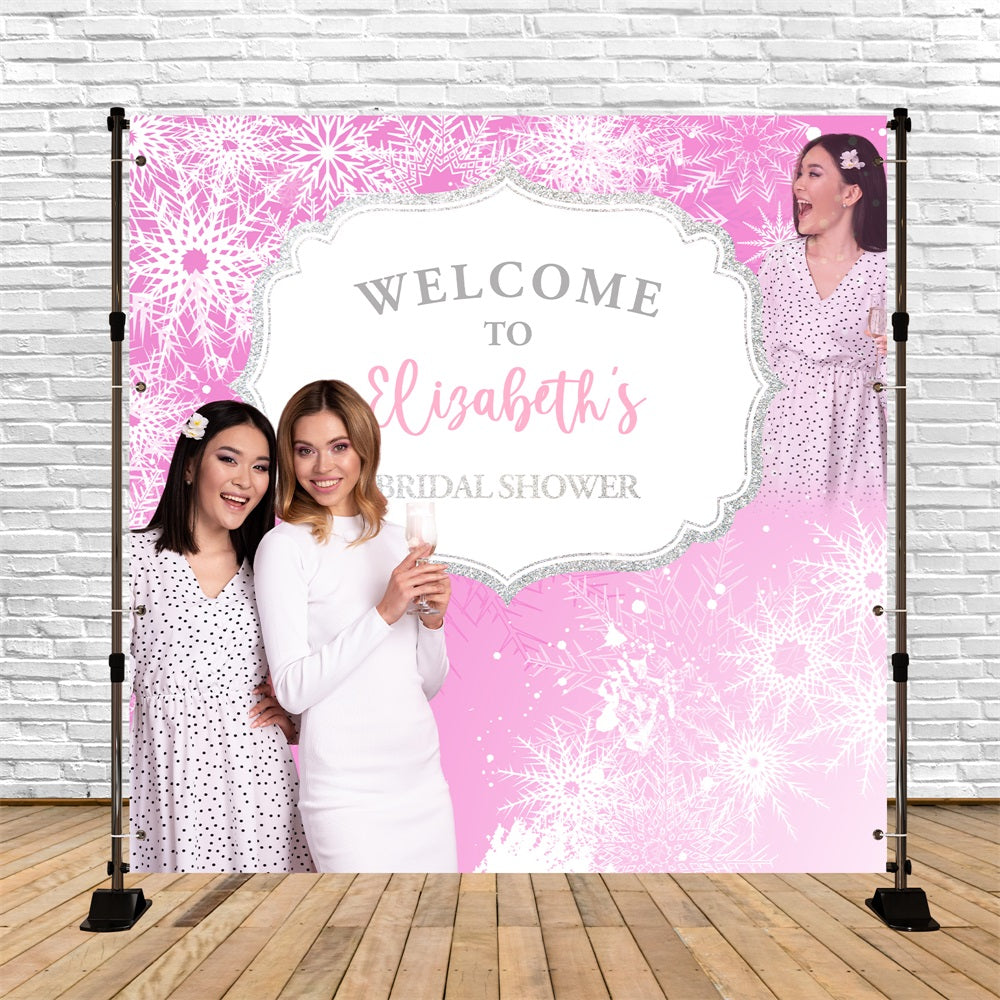 Toile de fond Bridal Shower Personnalisable Flocons Étincelants BRP5-165
