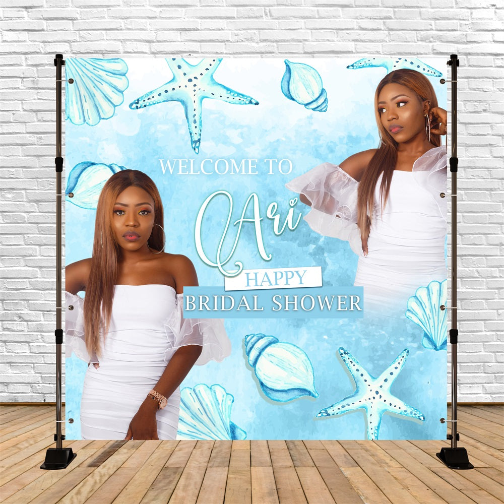 Toile de fond Bridal Personnalisable Ambiance Sirène Étoiles de Mer BRP5-170