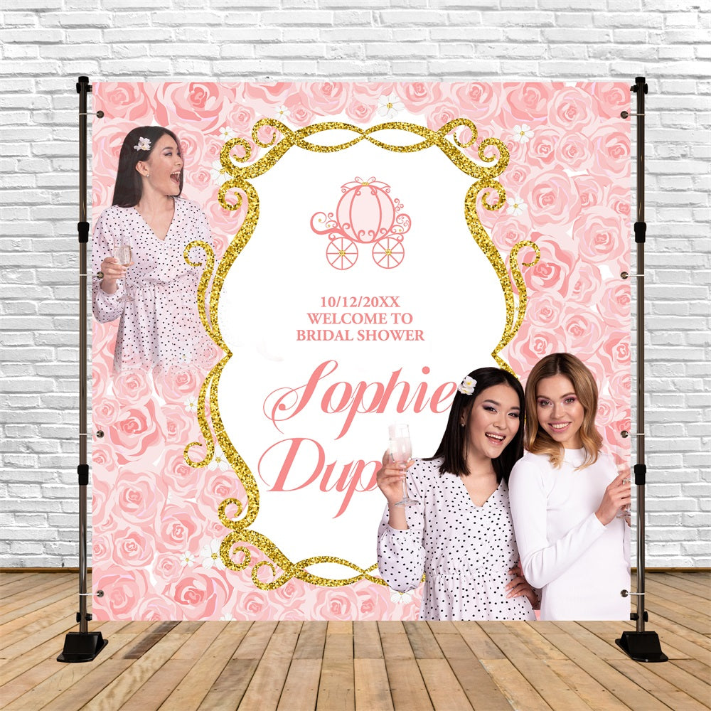 Toile de fond Bridal Shower Photo Personnalisable Fantaisie Florale Rose BRP5-175