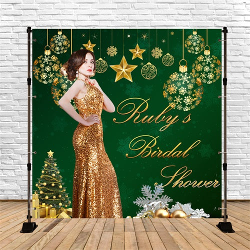 Toile de fond Bridal Shower Idées Personnalisable Sapin de Noël Vert BRP5-200