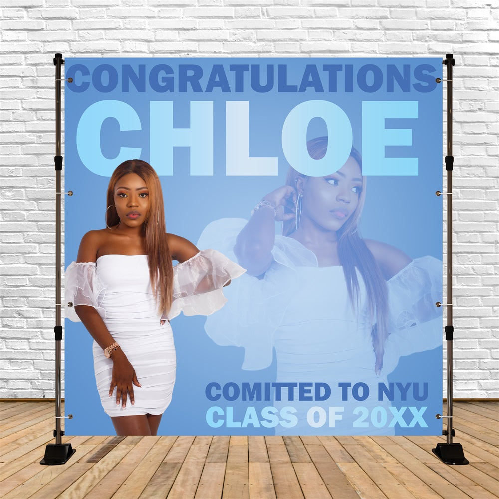 Toile de Fond Portrait de Graduation Bleu Doux Personnalisé BRP5-205