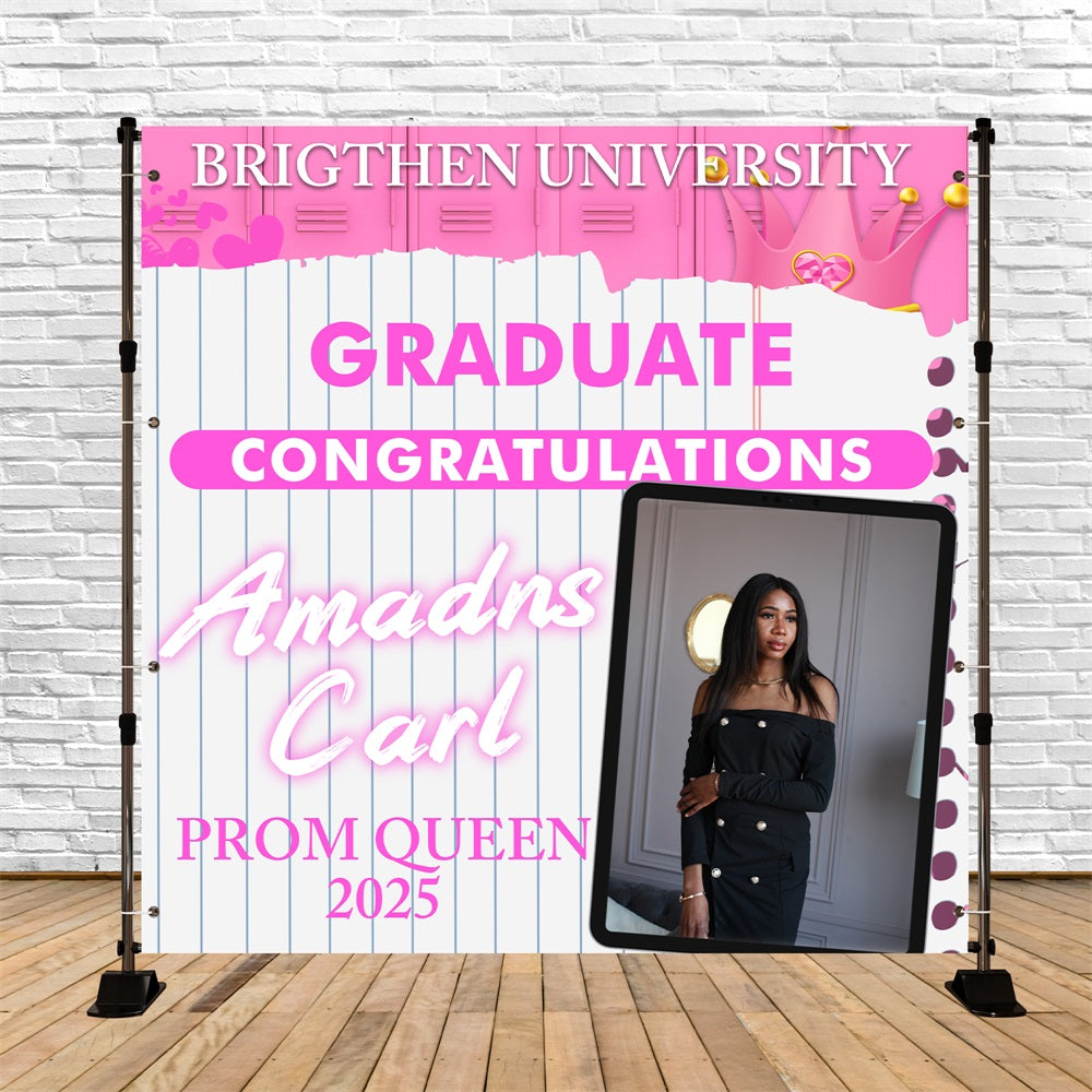 Toile de Fond Photo de Graduation Casier Rose Personnalisée BRP5-213