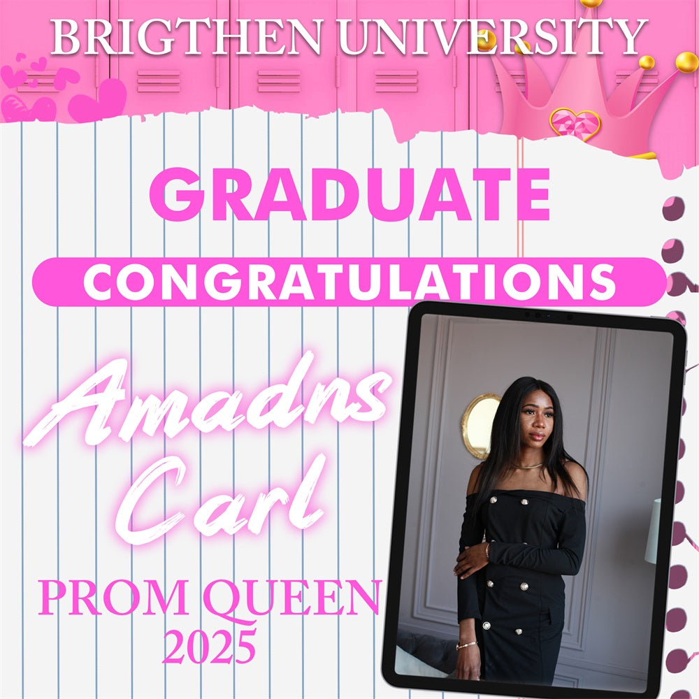 Toile de Fond Photo de Graduation Casier Rose Personnalisée BRP5-213