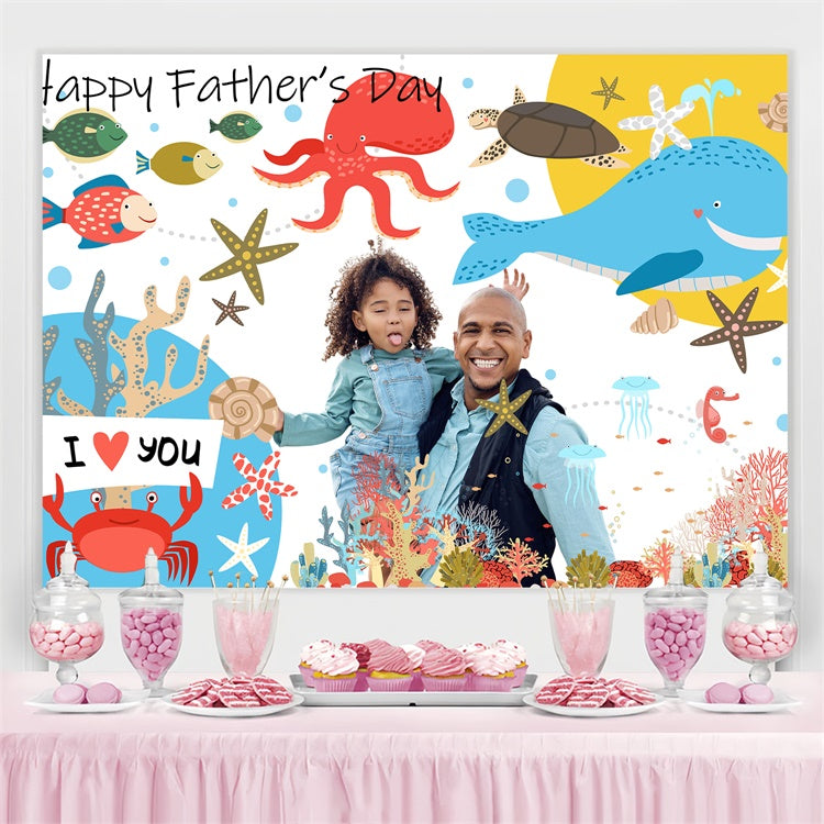 Toile de fond Fête des Pères Vie Marine Aquarelle Personnalisée BRP5-29