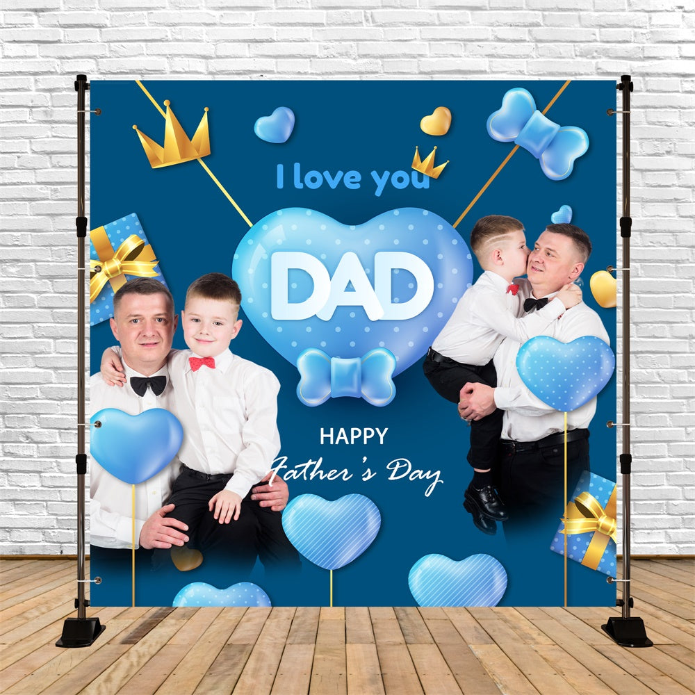 Toile de fond Bonne Fête des Pères Ballons Cœur Bleus Personnalisée BRP5-51