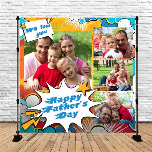Toile de fond Photo Fête des Pères Style Bande Dessinée Personnalisée BRP5-52