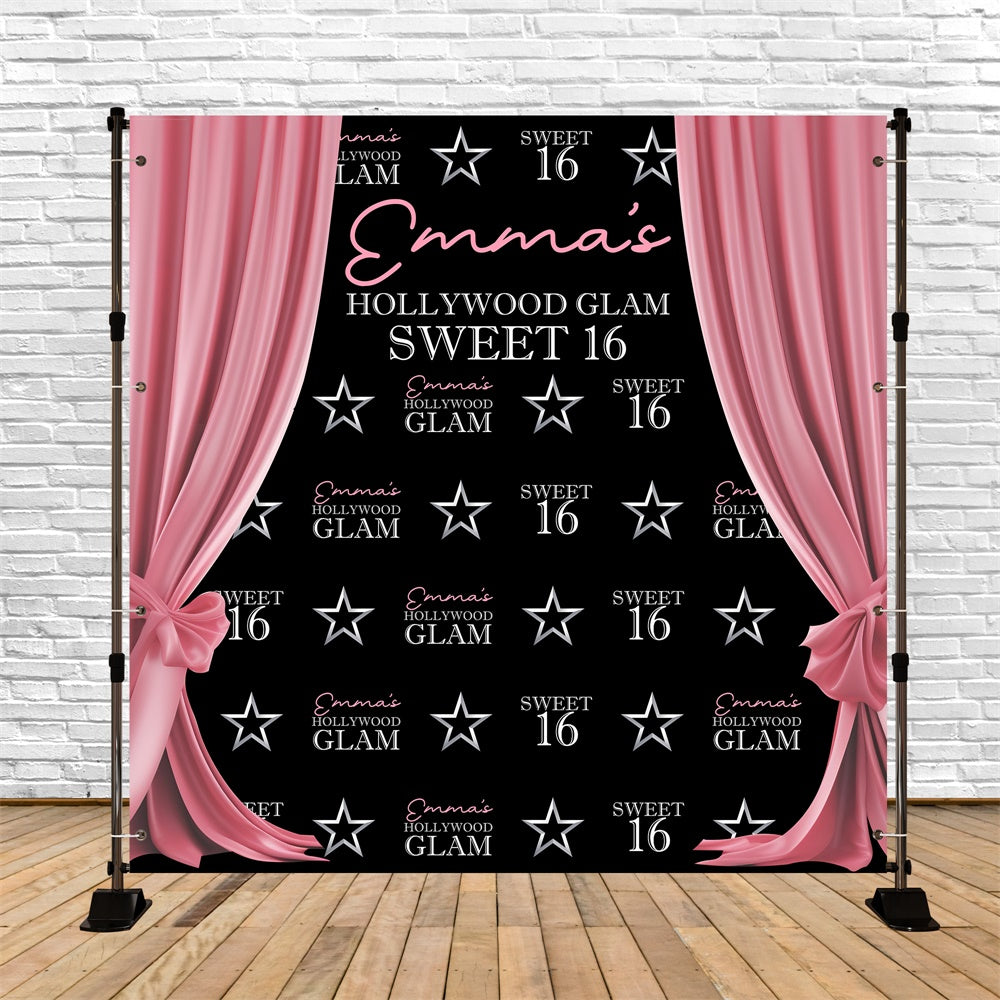 Toile de fond Deco Anniversaire Personnalisé Rideaux Glamour Sweet 16 BRP5-95