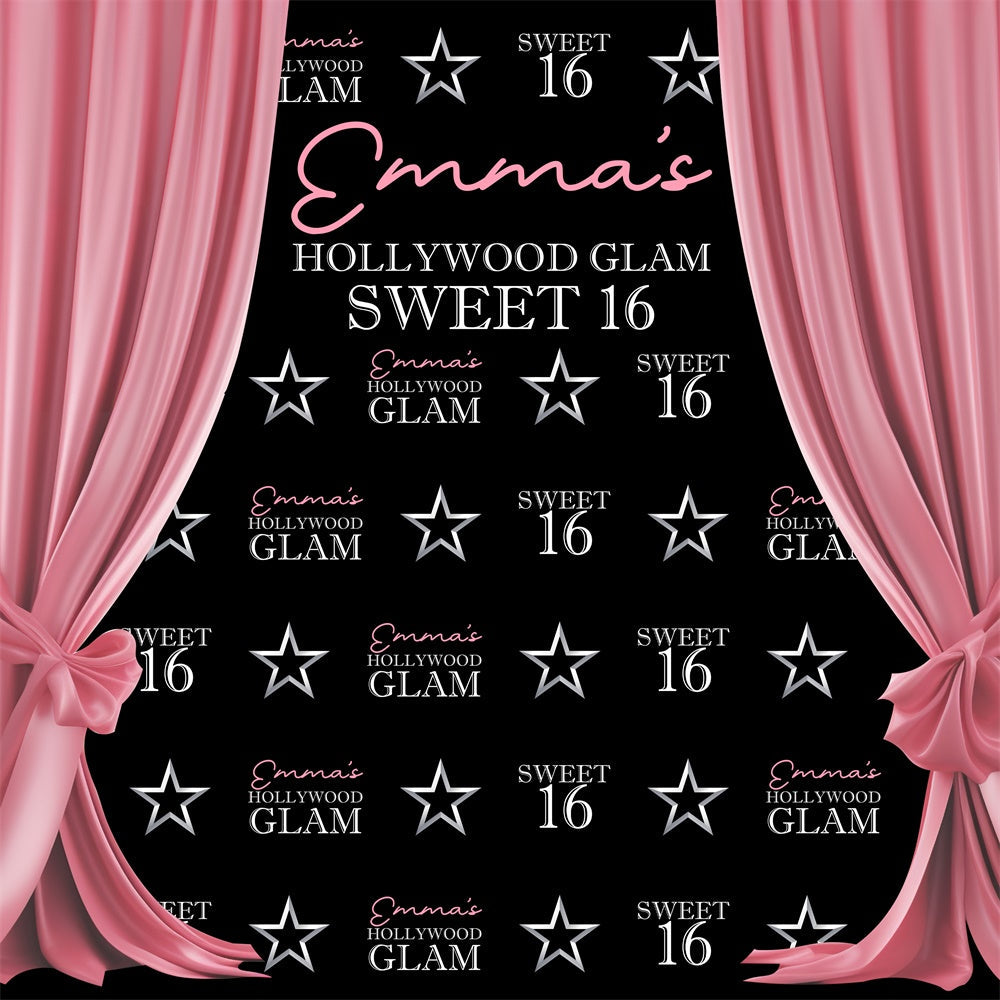 Toile de fond Deco Anniversaire Personnalisé Rideaux Glamour Sweet 16 BRP5-95