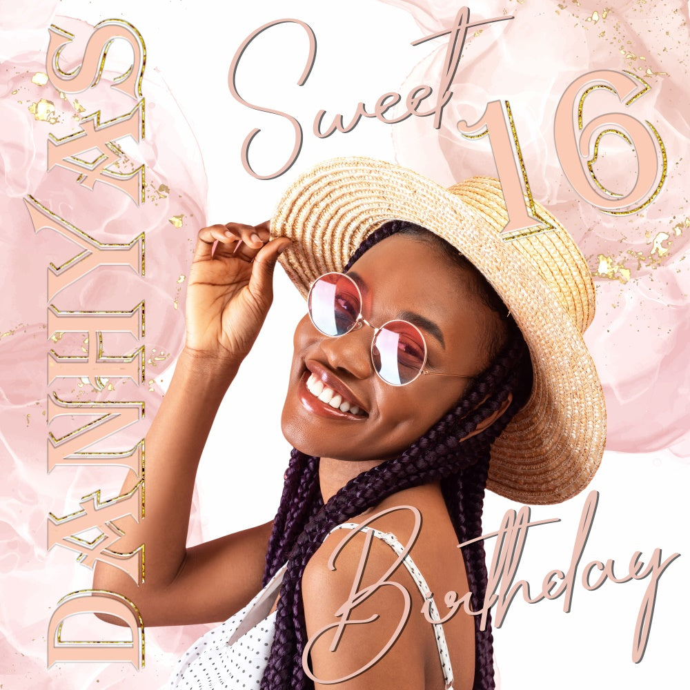 Toile de fond Anniversaire Personnalisé Chic Minimaliste Sweet 16 BRP5-96