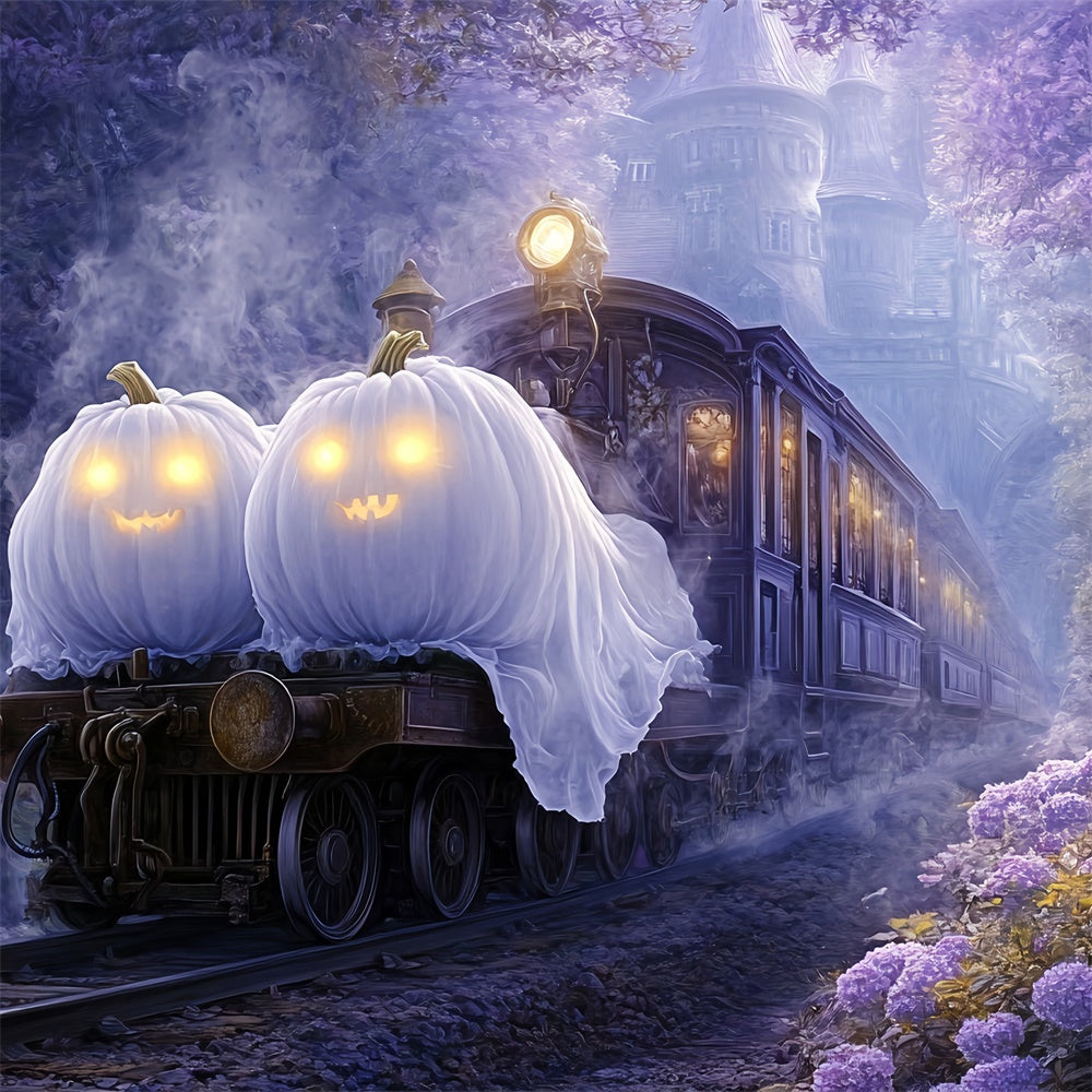 Toile de fond Photo Halloween Train Citrouille Fantôme BRP57-109