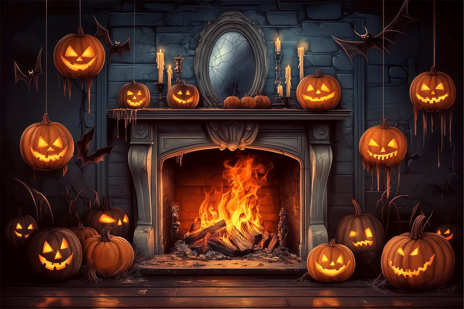 Toile de fond Halloween Citrouilles Horreur Suspendues BRP57-112