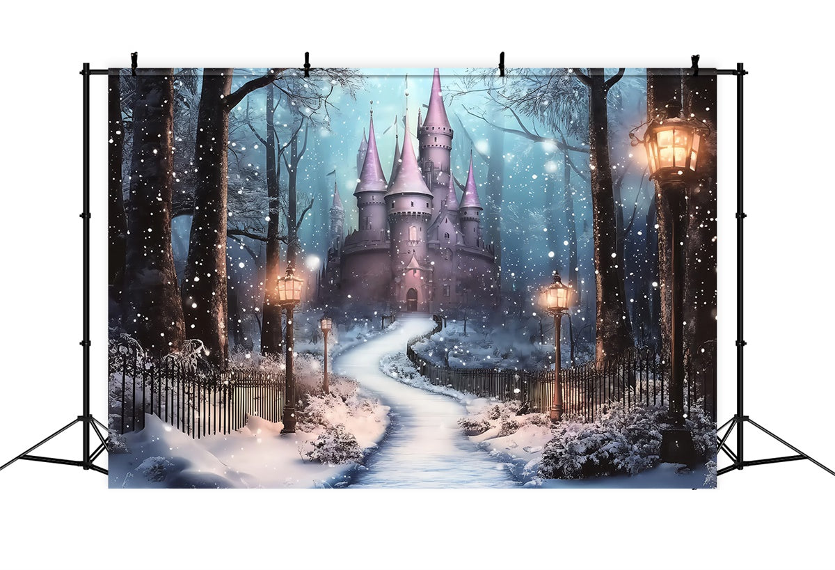 Toile de fond photo Noël Château Lanterne Givrée BRP57-115