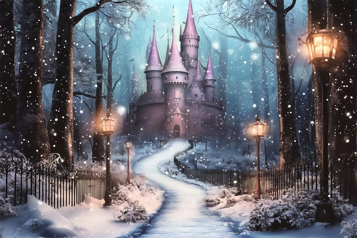 Toile de fond photo Noël Château Lanterne Givrée BRP57-115