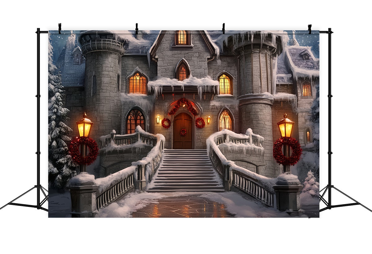 Toile de fond photo Noël Forteresse Couronne Rouge BRP57-116
