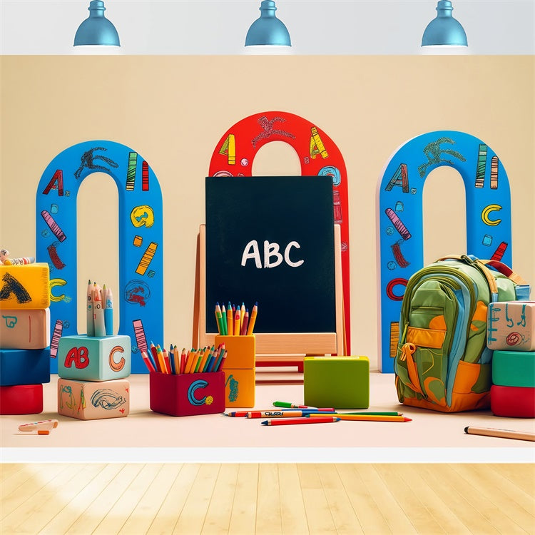 Toile de fond Rentrée des Classes Petits Écoliers Prêts BRP57-12