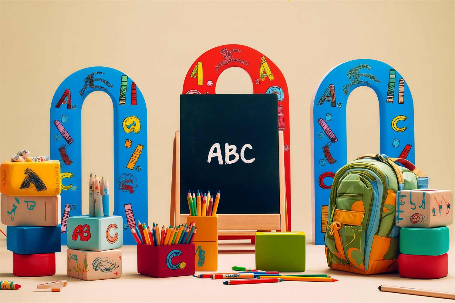 Toile de fond Rentrée des Classes Petits Écoliers Prêts BRP57-12