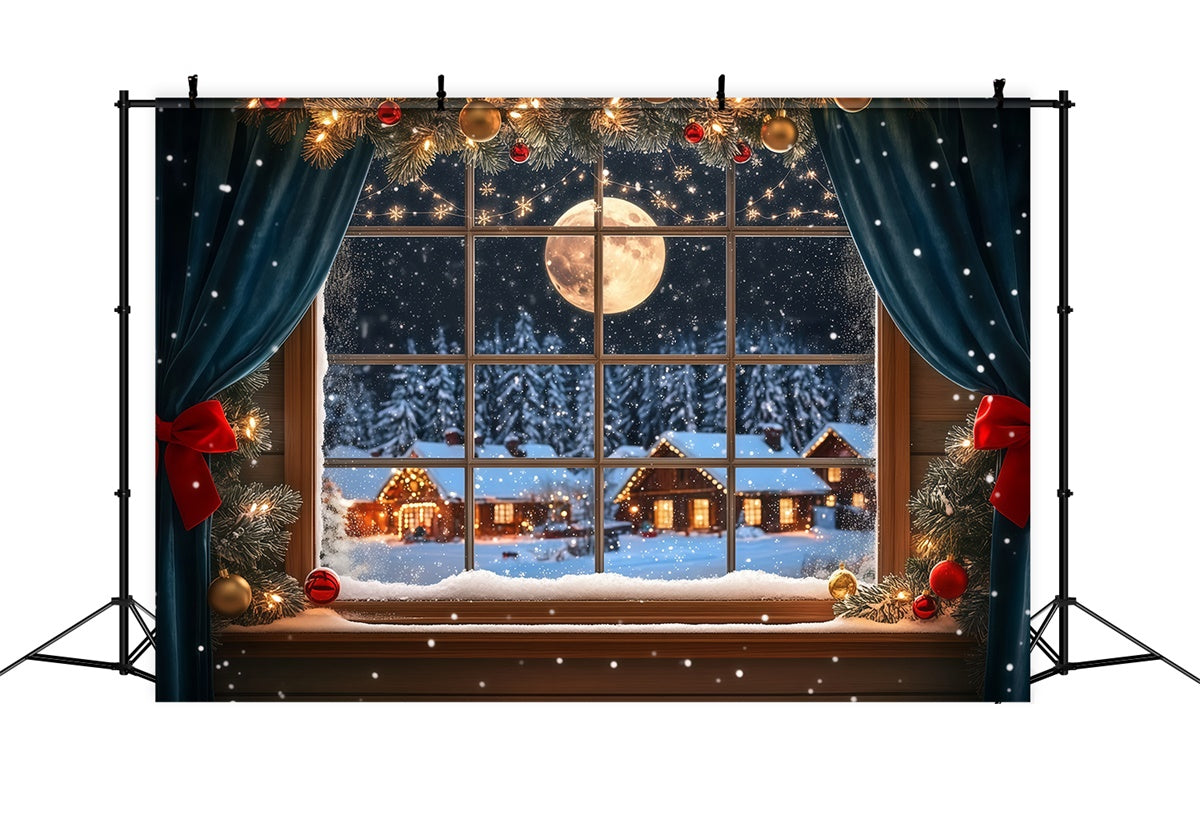 Toile de fond Noël Fenêtre Givrée Lueur de Minuit BRP57-122