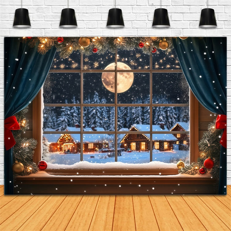 Toile de fond Noël Fenêtre Givrée Lueur de Minuit BRP57-122