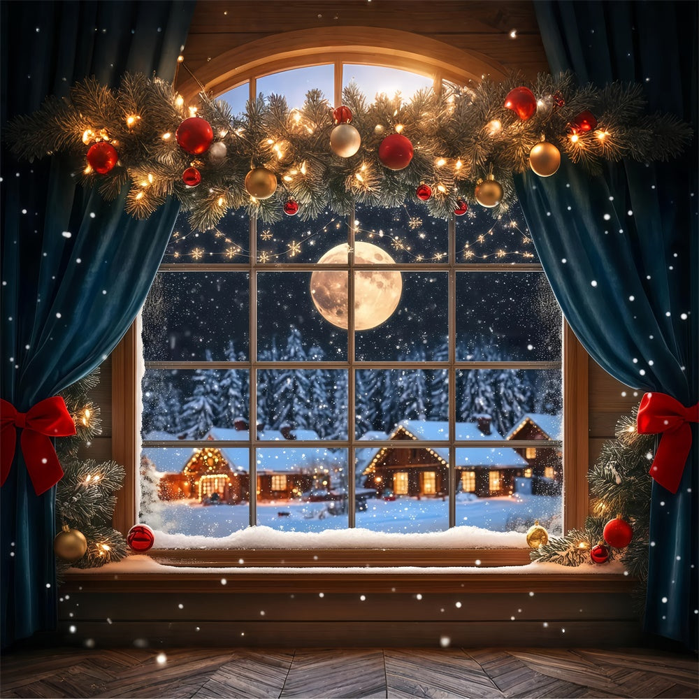 Toile de fond Noël Fenêtre Givrée Lueur de Minuit BRP57-122
