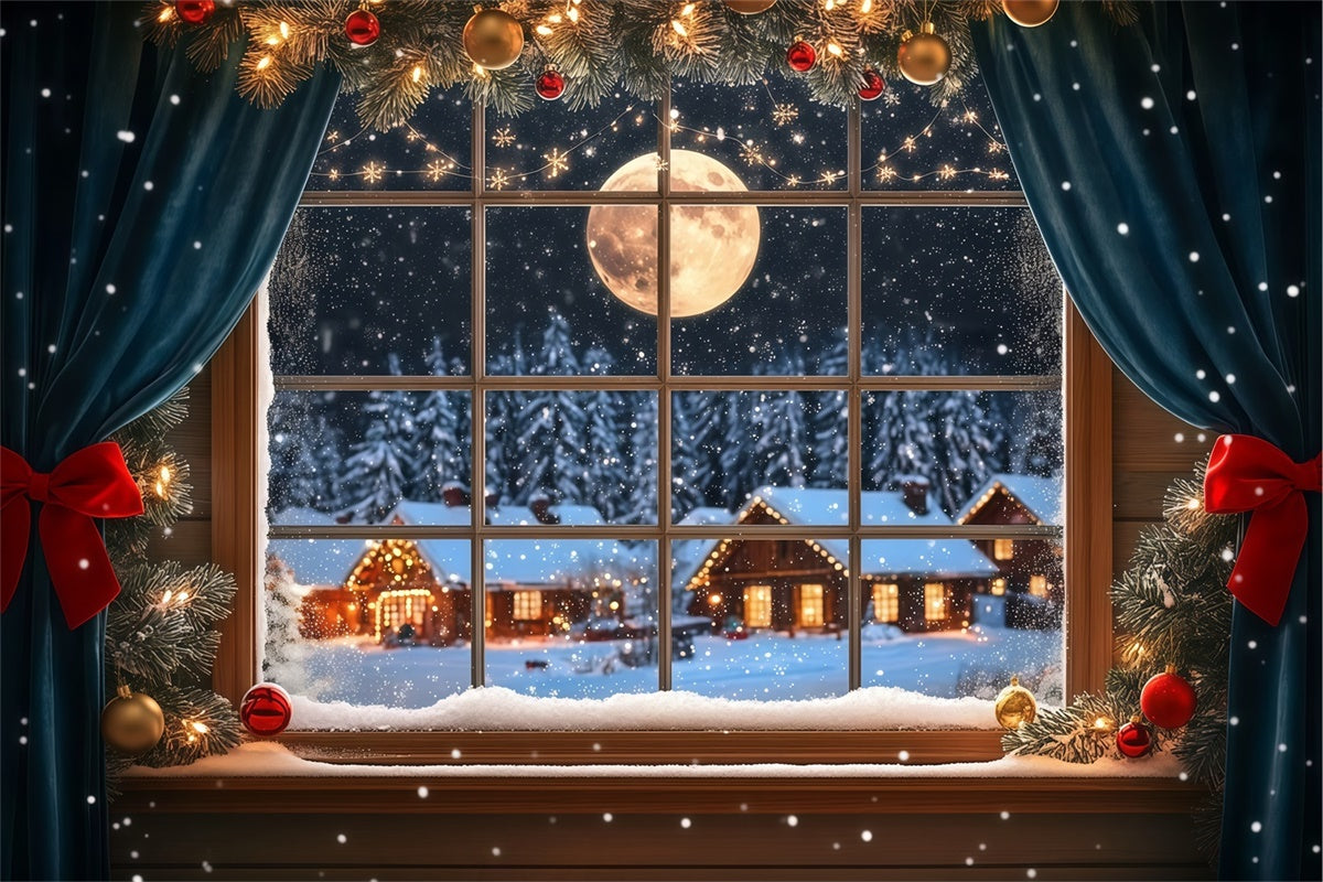 Toile de fond Noël Fenêtre Givrée Lueur de Minuit BRP57-122