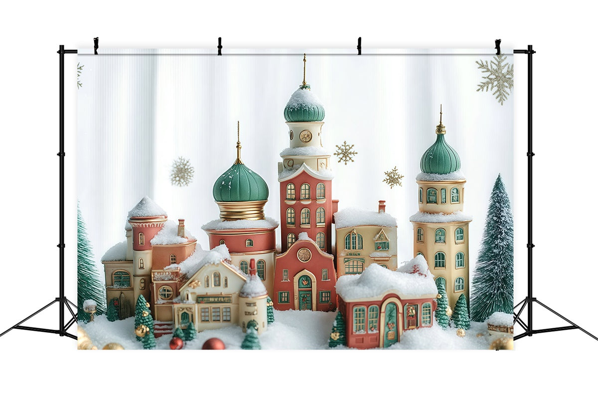 Toile de fond Noël Ville de Noël Flocon de Neige BRP57-127