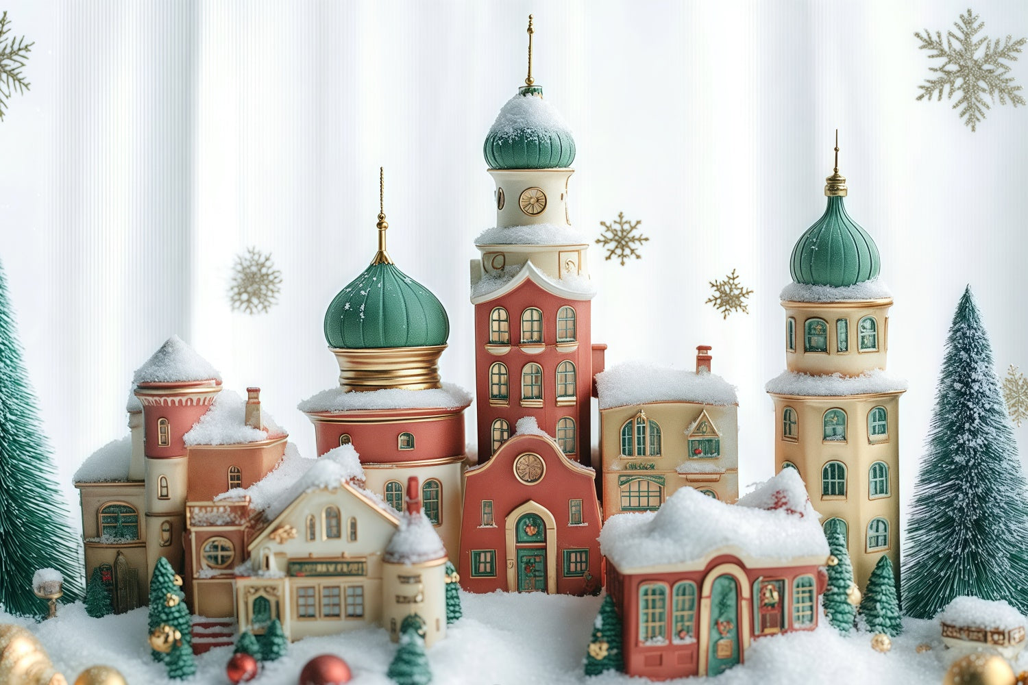 Toile de fond Noël Ville de Noël Flocon de Neige BRP57-127