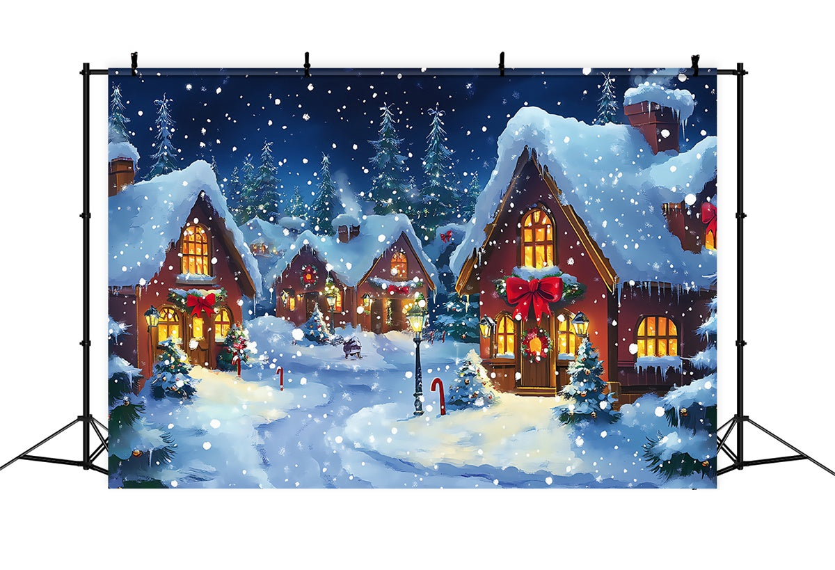 Toile de fond de Noël Rue Enneigée Étincelante BRP57-128