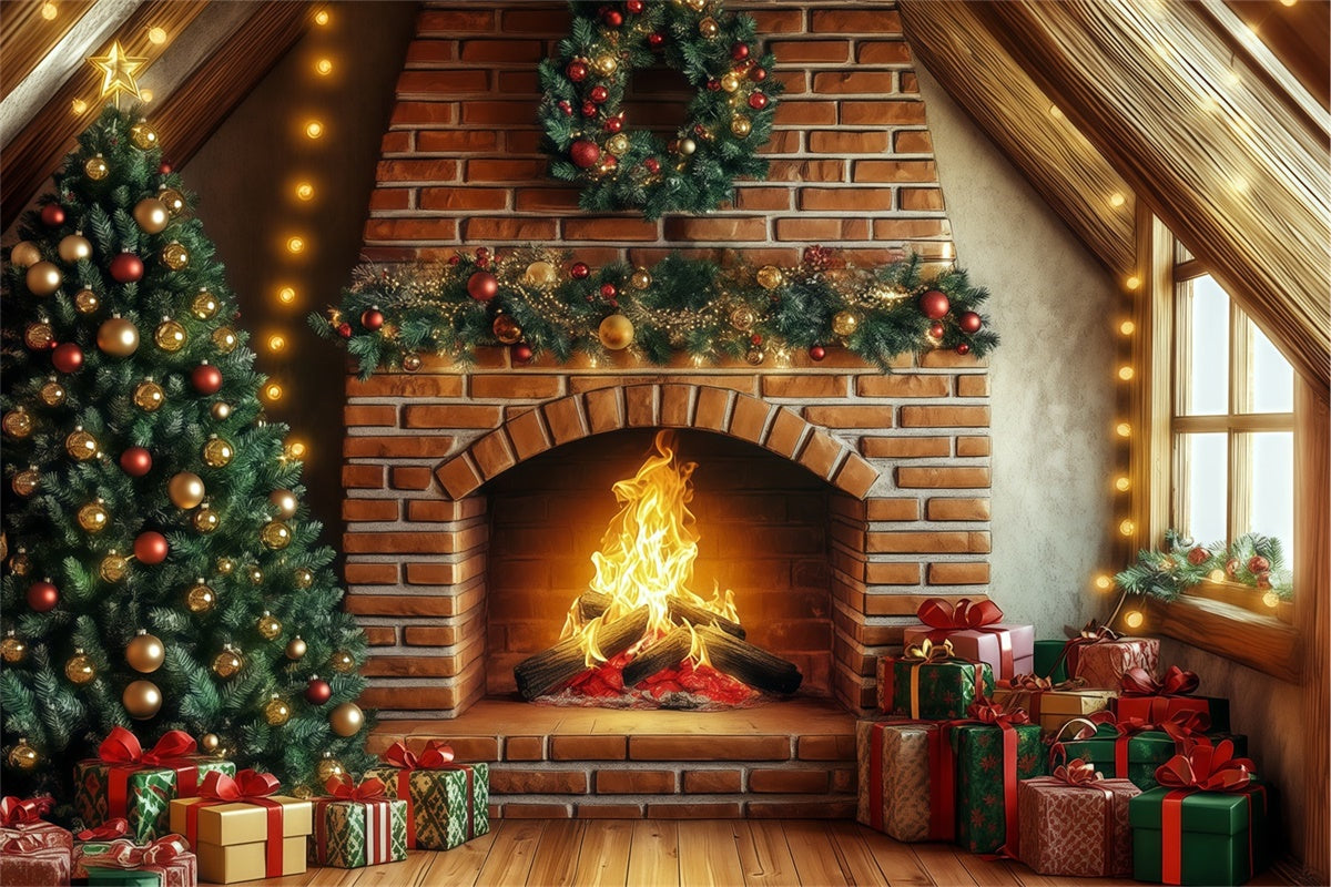 Toile de fond photo Noël Cadeau et Lueur Dorée BRP57-135