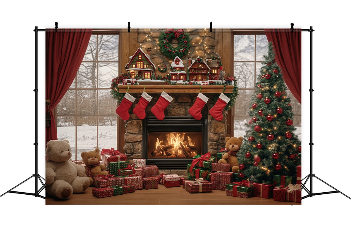 Toile de fond Noël Moments Cadeaux au Coin du Feu BRP57-137