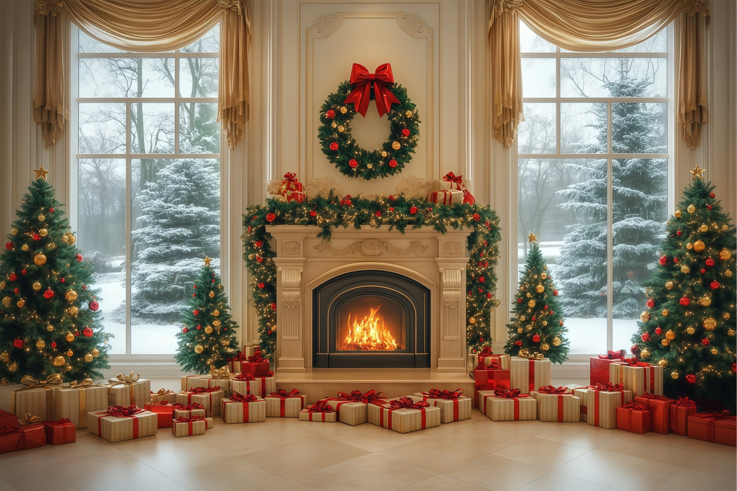 Toile de fond Noël Salle de Bal Élégante d’Hiver BRP57-139