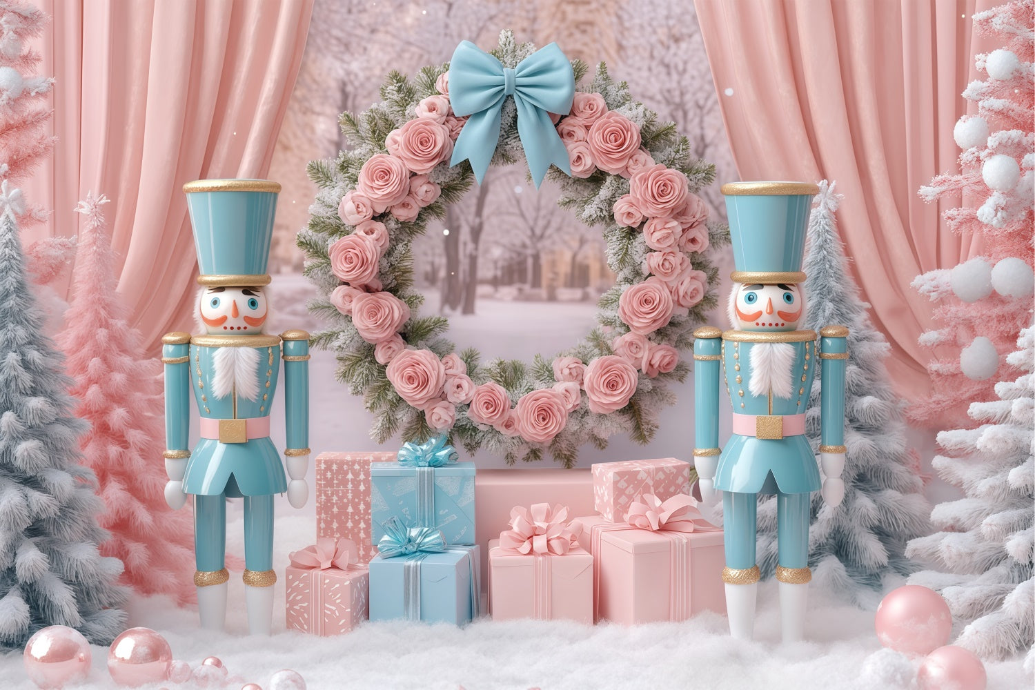 Toile de fond photo Noël Merveille Royale Rosée BRP57-141