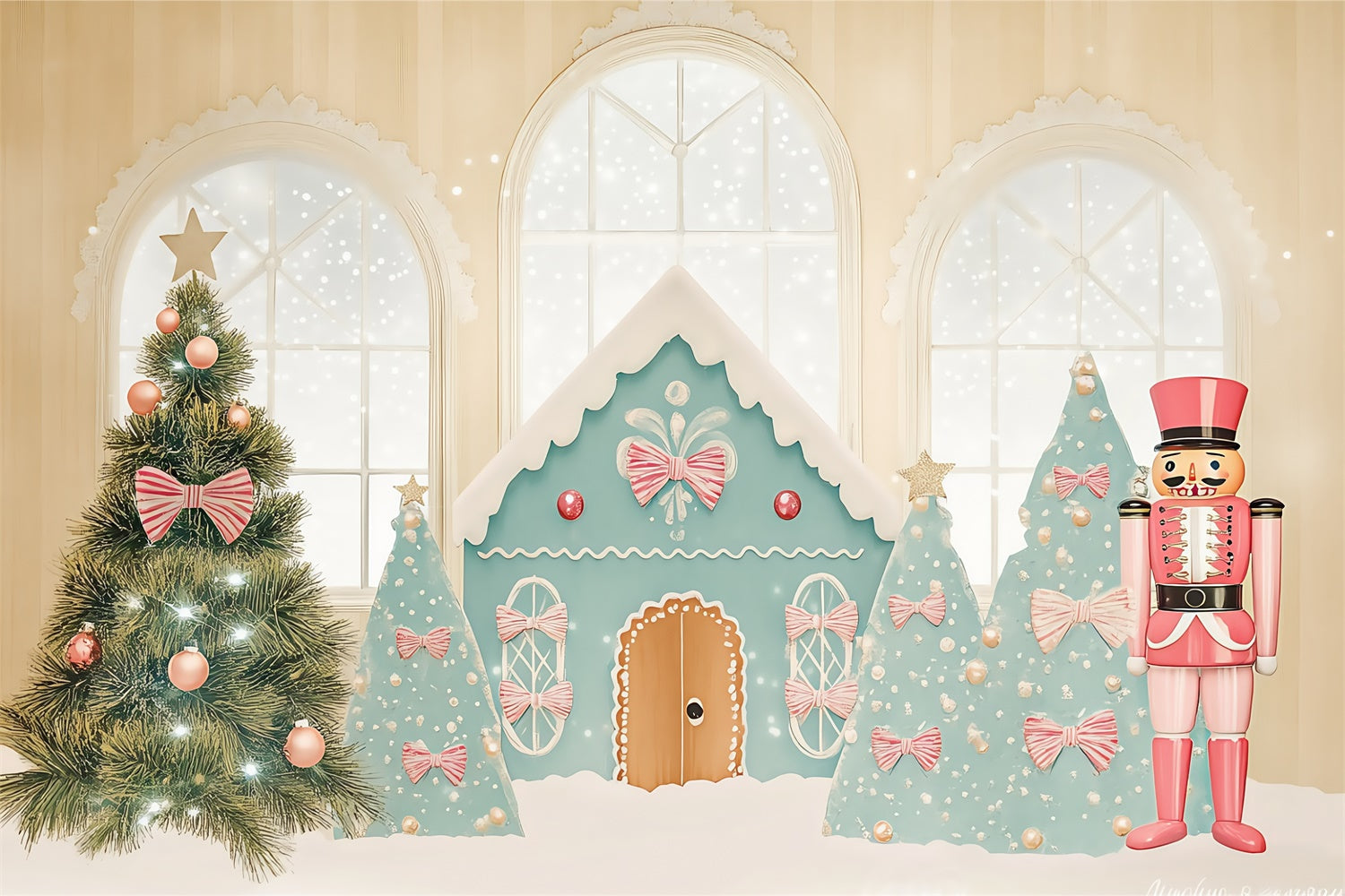 Toile de fond Noël Maison Sucrée Casse-Noisette BRP57-142
