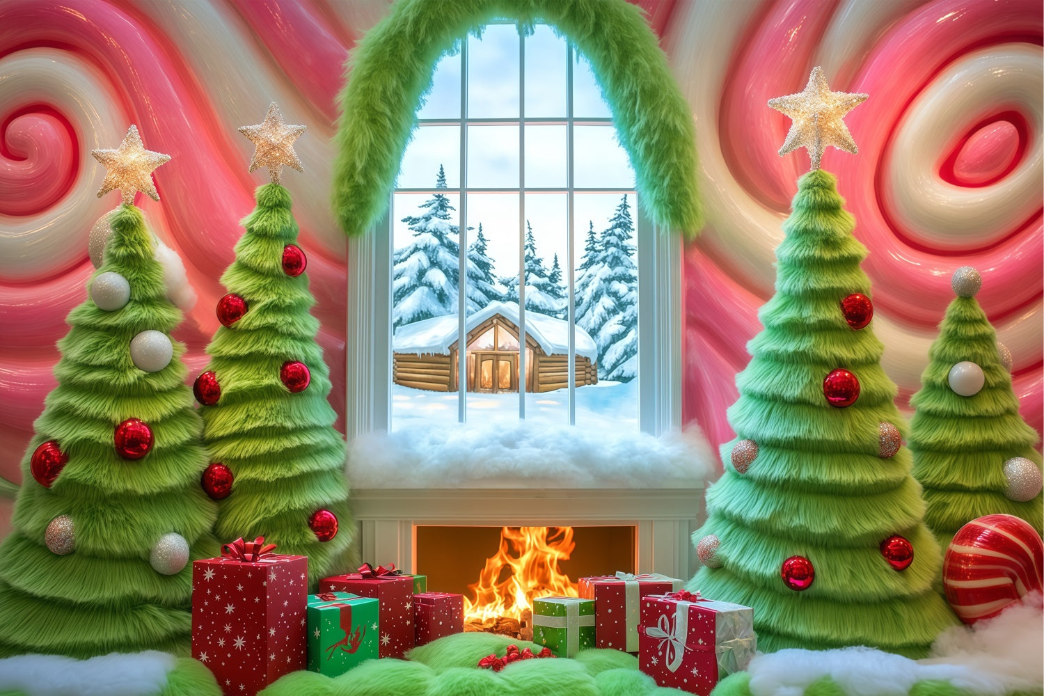 Toile de fond photo Noël Cabane Sucrée Conviviale BRP57-150