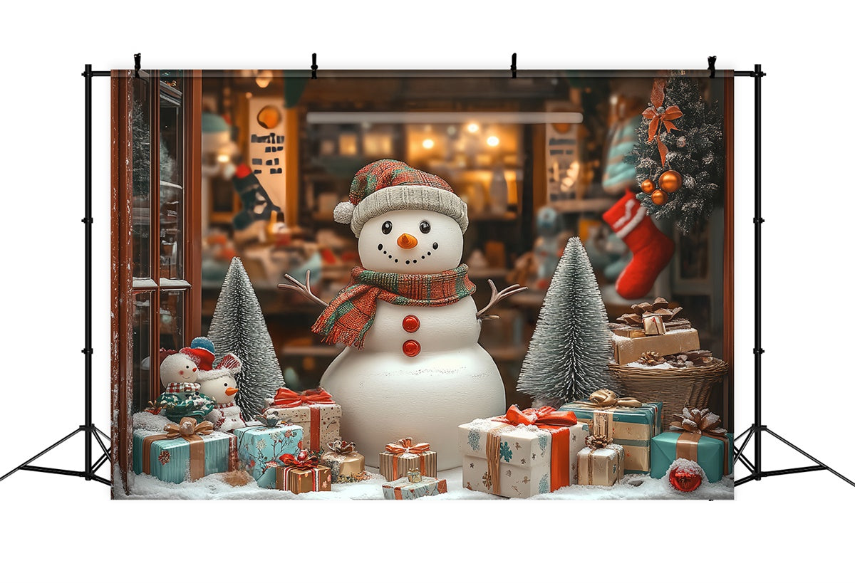 Toile de fond photo Noël Accueil Bonhomme de Neige Douillet BRP57-156