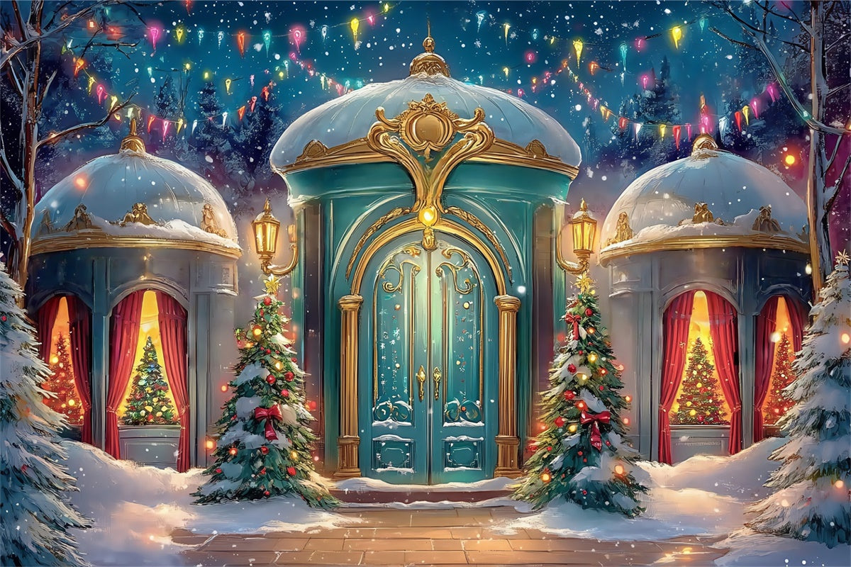 Toile de fond Noël Entrée du Palais de Noël BRP57-157