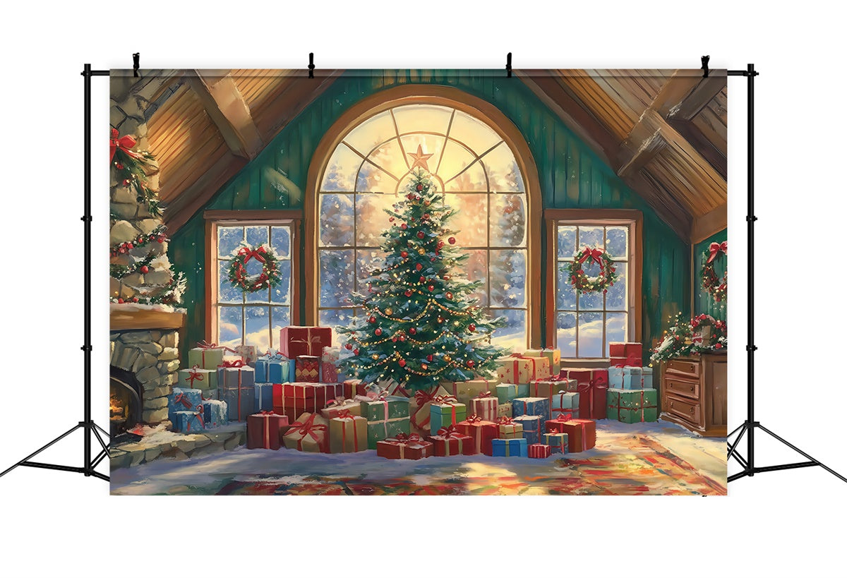 Toile de fond photo Noël Matin au Chalet Chaleureux BRP57-159