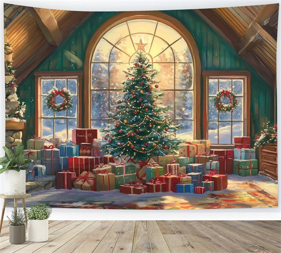 Toile de fond photo Noël Matin au Chalet Chaleureux BRP57-159