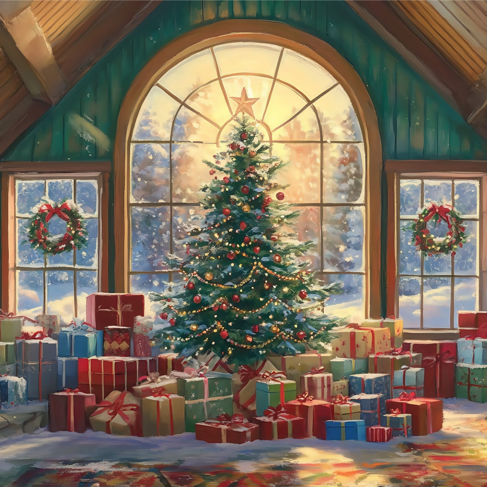 Toile de fond photo Noël Matin au Chalet Chaleureux BRP57-159