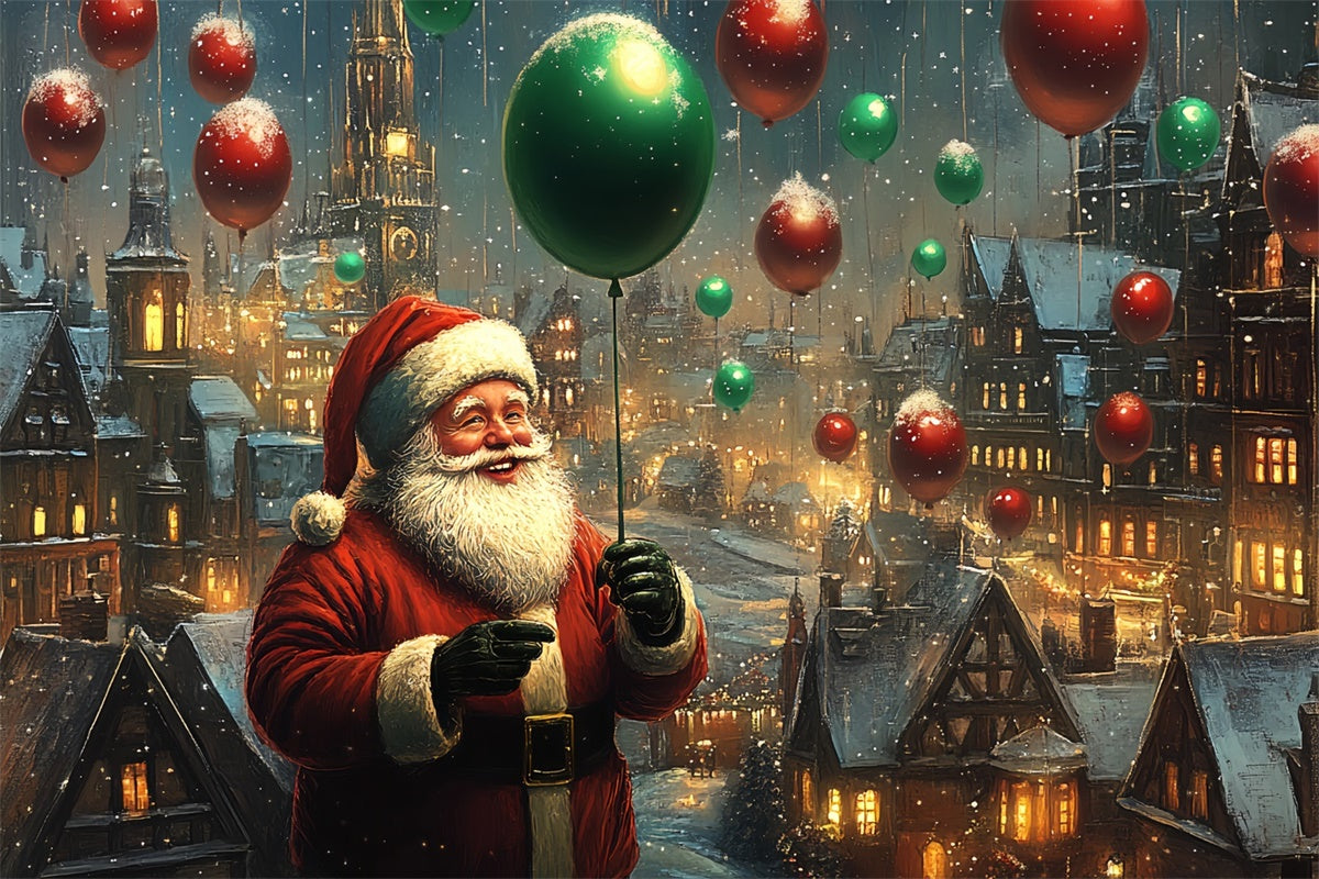 Toile de fond Noël Ballons Vœux du Crépuscule d’Hiver BRP57-163