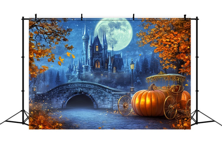 Toile de fond Déco Automne Citrouille Carrosse Clair Lune BRP57-165