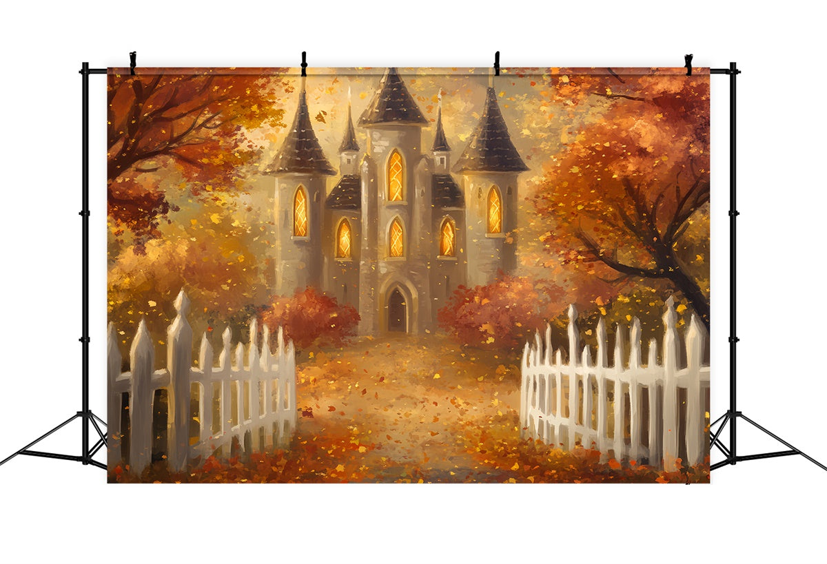 Toile de fond Photo Automne Château Rêve Lueur Dorée BRP57-167