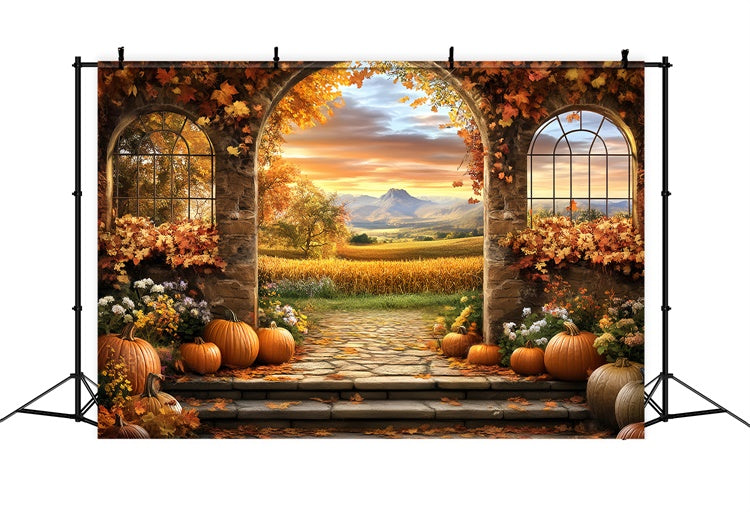 Toile de fond Photo Automne Arche Récolte Crépuscule BRP57-171