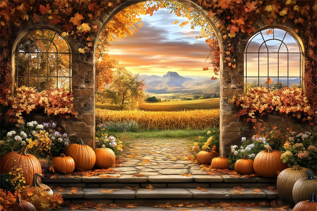 Toile de fond Photo Automne Arche Récolte Crépuscule BRP57-171
