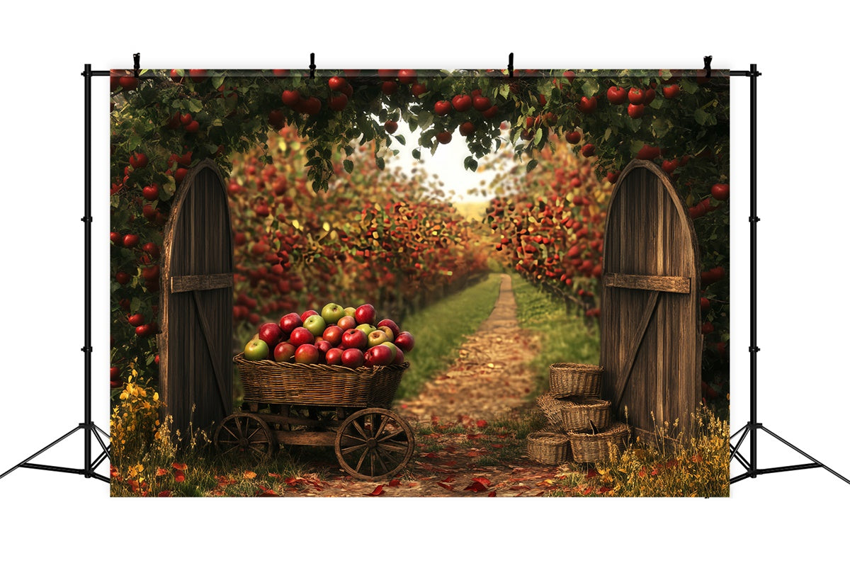 Toile de fond Photo Automne Verger Pommes Douillet BRP57-203